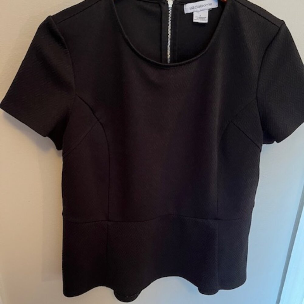 LIZ CLAIBORNE | Black Career top Textured stretch fabric-Like New - Picture 2 of 15